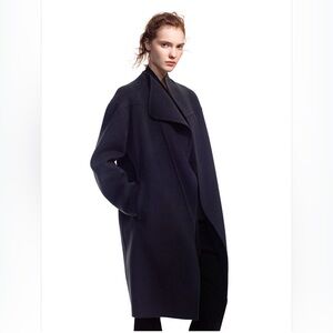 Uniqlo +J Women CASHMERE BLEND COLLARLESS COAT, Size: L, Color: Black, NWT